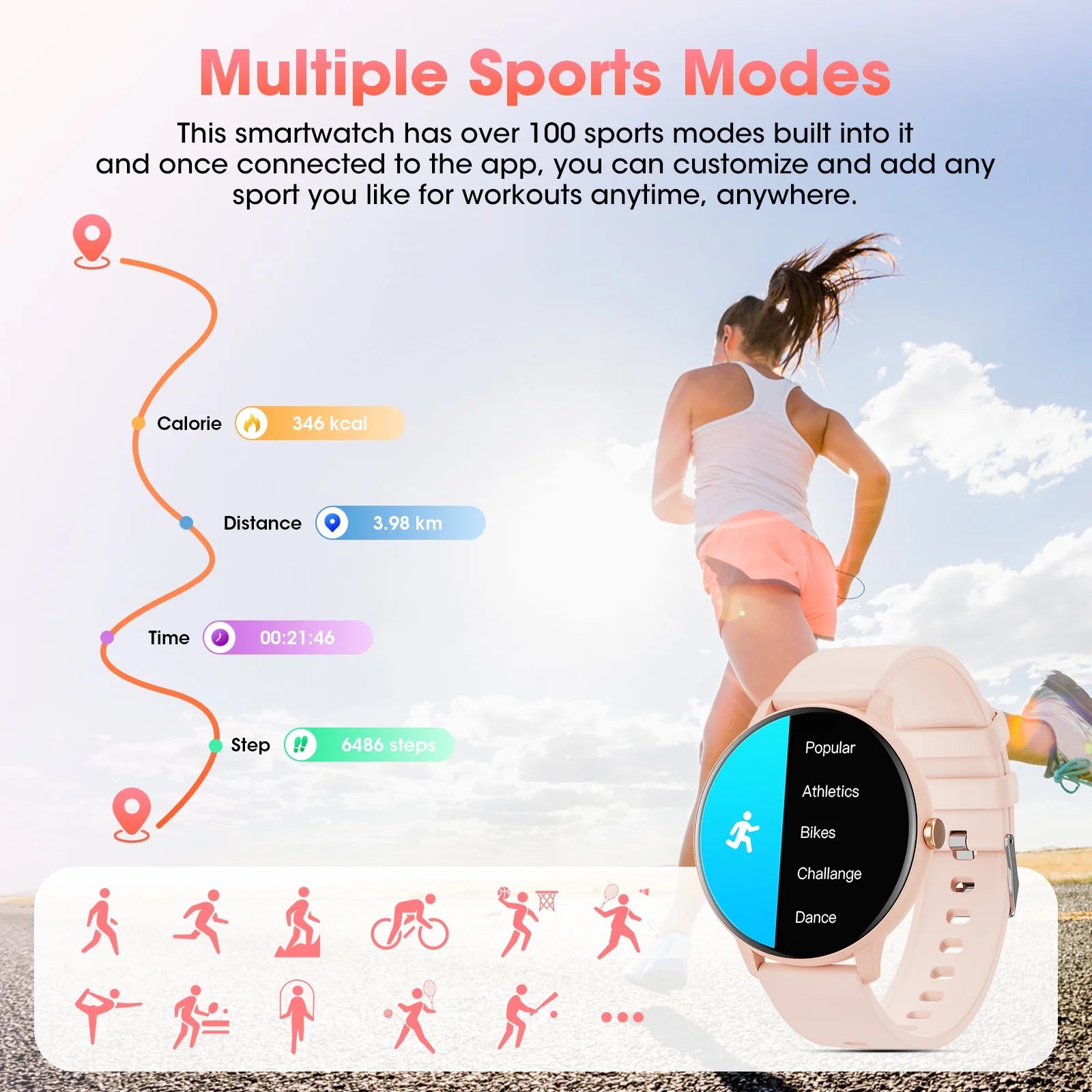 CARKIRA 1.39’ Women'S Smartwatch with Fitness Tracker, Answer/Call/100+ Sport Modes, Fitness Watch Fits for Android & Iphone Devices (Pink)