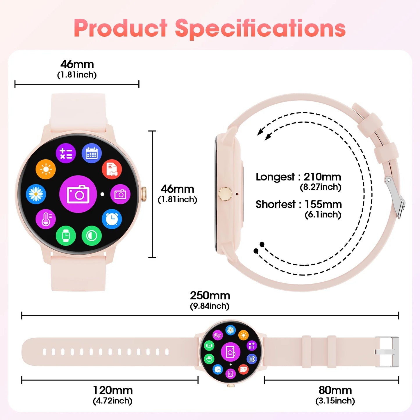 CARKIRA 1.39’ Women'S Smartwatch with Fitness Tracker, Answer/Call/100+ Sport Modes, Fitness Watch Fits for Android & Iphone Devices (Pink)